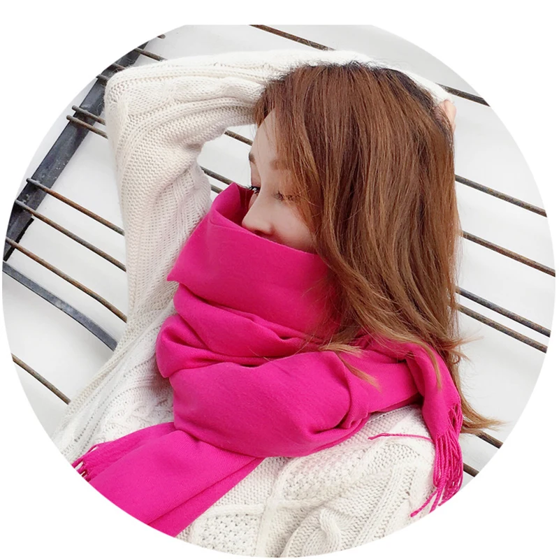 

22Color Outdoor Cycling Autumn Winter Korean Thickened Warm Scarf Women Imitation Cashmere Solid Color Versatile Scarf