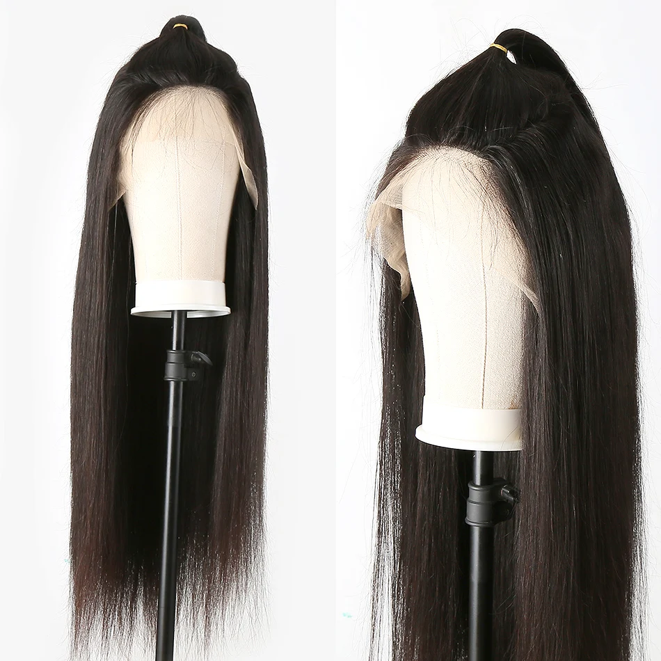 Wigirl 28 30 дюймов 13x6 кружевные передние человеческие волосы парики предварительно сорванный бразильский прямой бесклеевой фронтальный парик