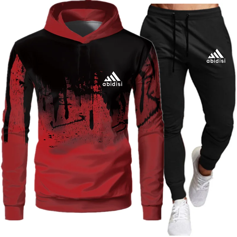 

Men's Hoodie Autumn Hoodie + Trousers Warm 3D Sweater Suit Sportswear Casual Family Clothing Winter Hoodie