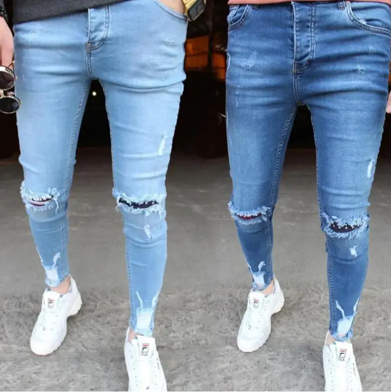 

Men's Casual Denim Pants, Mid Rise Distressed Skinny Jeans for Work Party Travel