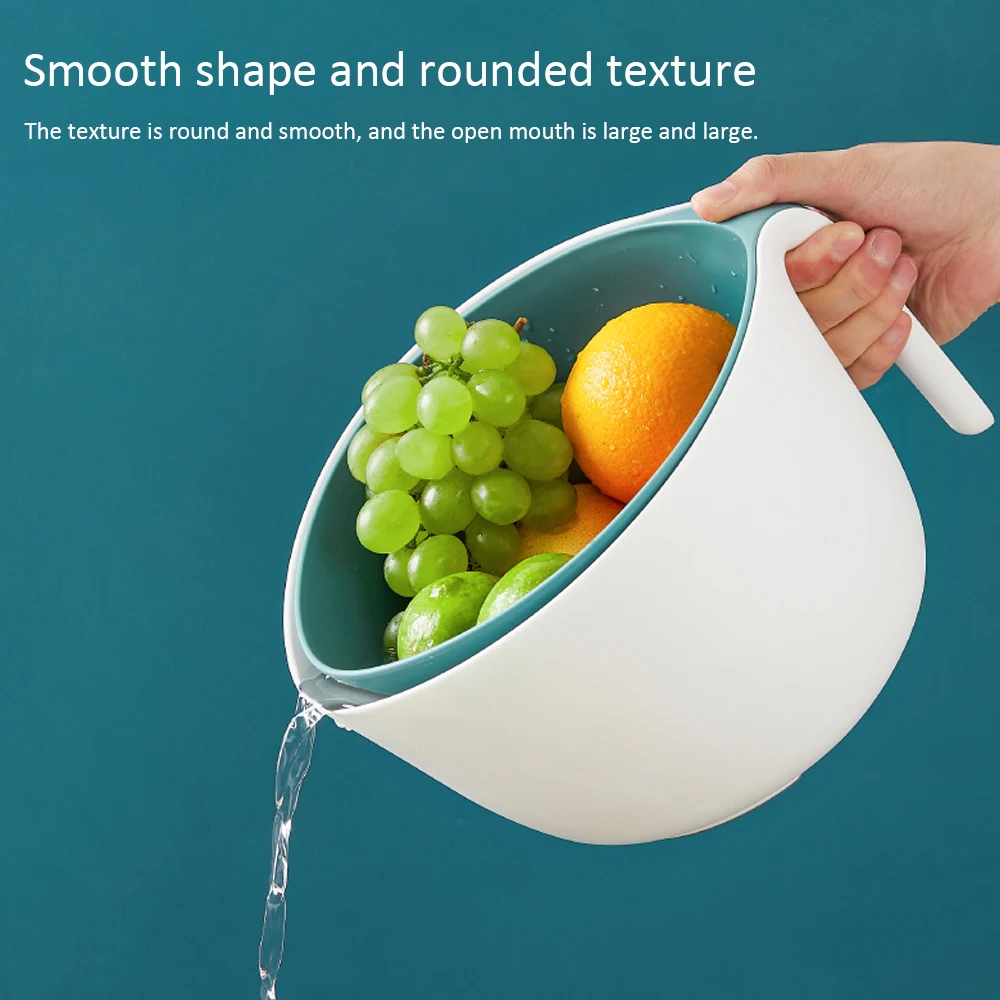 Двухслойный пластиковый дуршлаг для мытья ситечко кухонного слива корзина