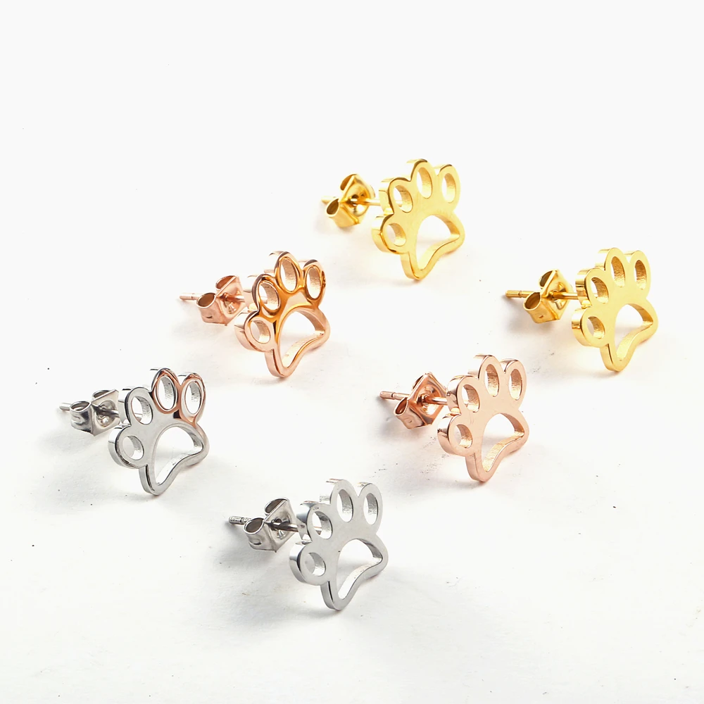 

Stainless Steel Gold Dog Pet Paw Stud Earrings Jewelry For Him Animal Dog Paw Earrings Gift For Him