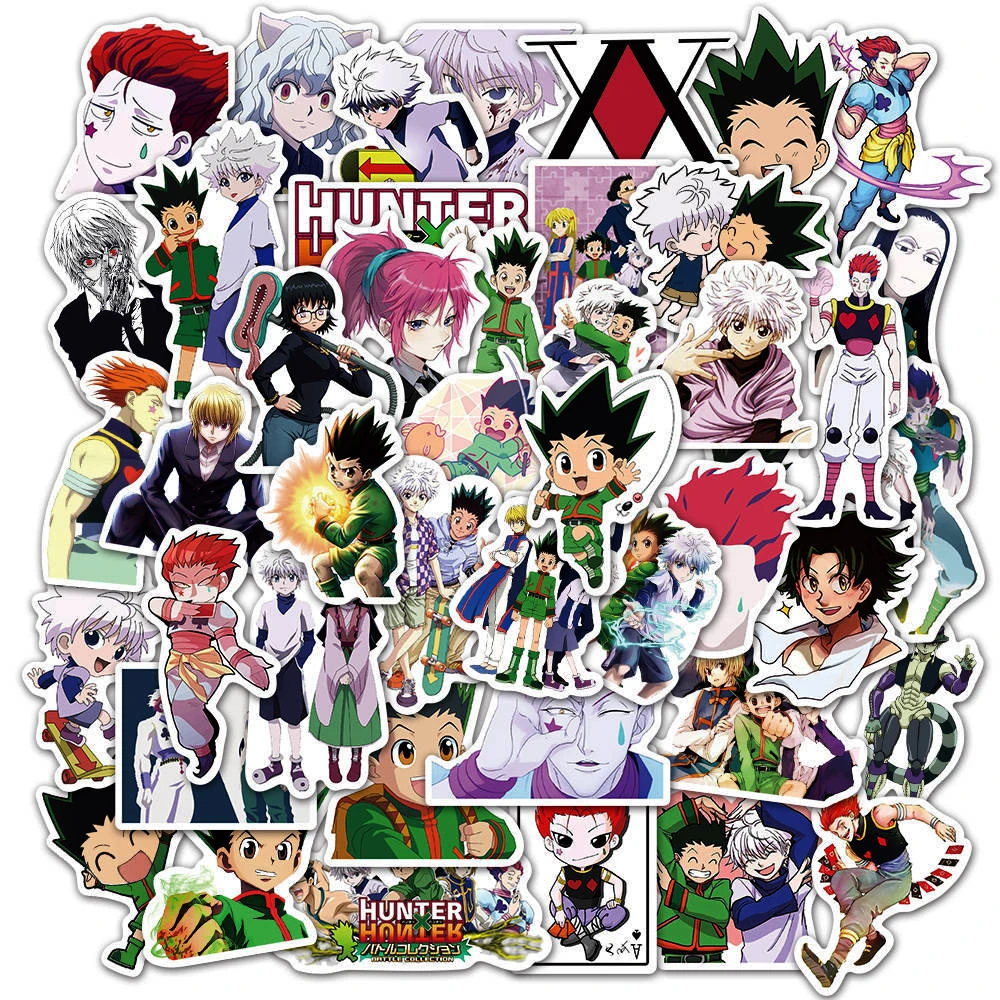 50 pcs waterproof hunter x hunter anime stickers skateboard diy guitar motorcycle laptop suitcase decal graffiti sticker kid toy free global shipping