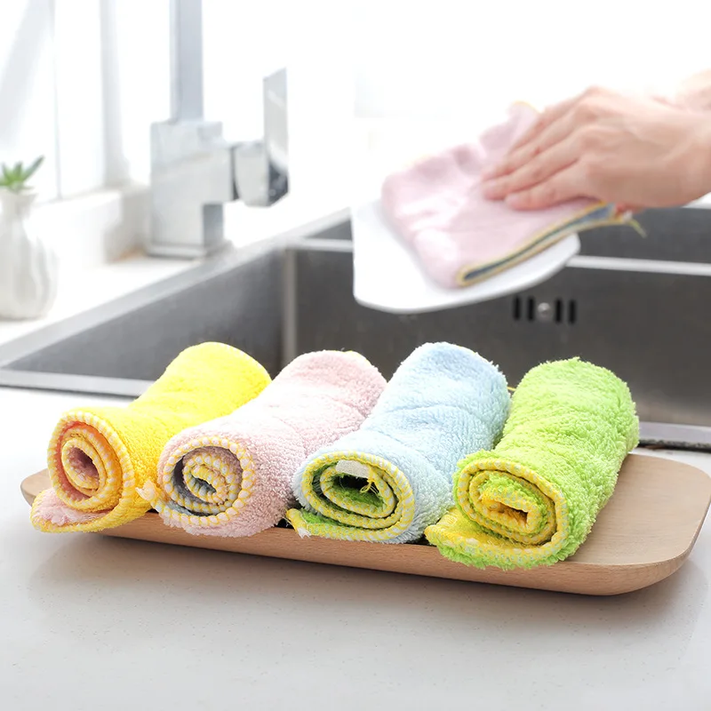 

1Pcs Polyester/Nylon Cleaning Towel Anti-grease Cleaning Cloth Multifunction Home Washing Dish Kitchen Supplies Wiping Rags