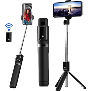 portable selfie stick telescopic stick bluetooth wireless remote selfie stick tripod for smartphone mobile phone accessories free global shipping