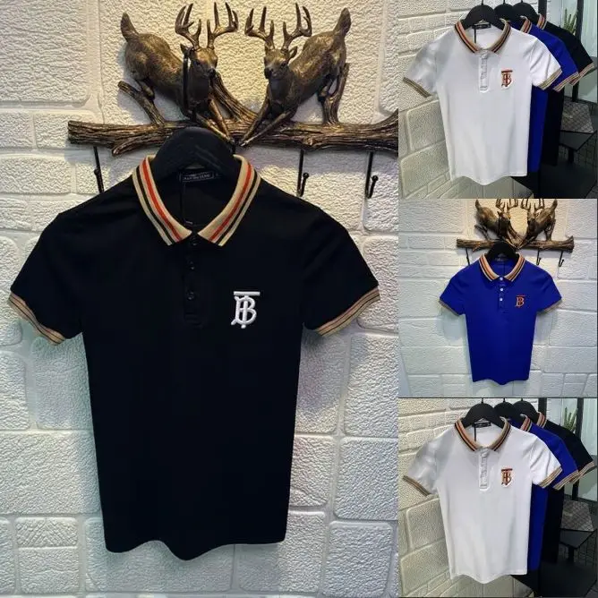 

Short sleeve men's trend slim T-shirt social spirit guy Lapel net red polo shirt tide brand personality half sleeve top