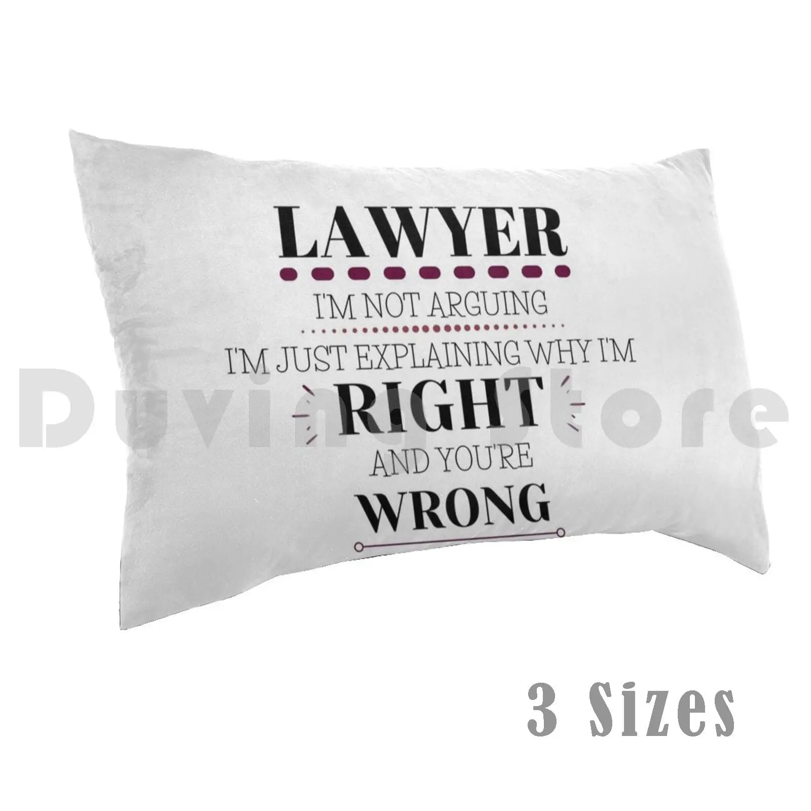 

Lawyer-I'm Right , You're Wrong Pillow Case Printed 50x75 Law Lawyer Law School Arguing Im Right Youre