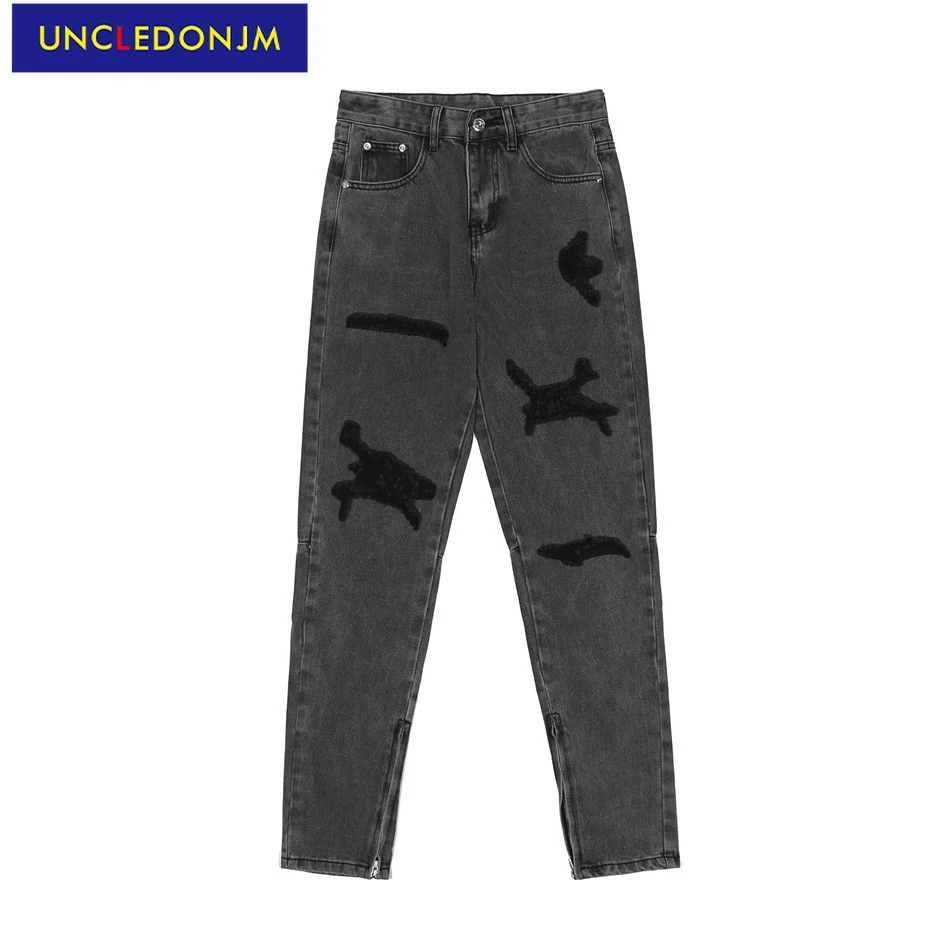 

Джинсы UNCLEDONJM мужские потертые, зауженные брюки на молнии, дизайнерские байкерские джинсы скинни