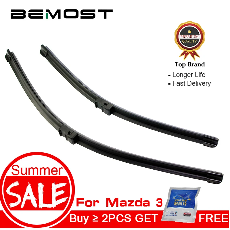 

BEMOST Car Wiper Blades Natural Rubber For Mazda 3 Axela/Europe Model ,Year From 2003 To 2017 Fit Side Pin Arm Fit U Hook Arm