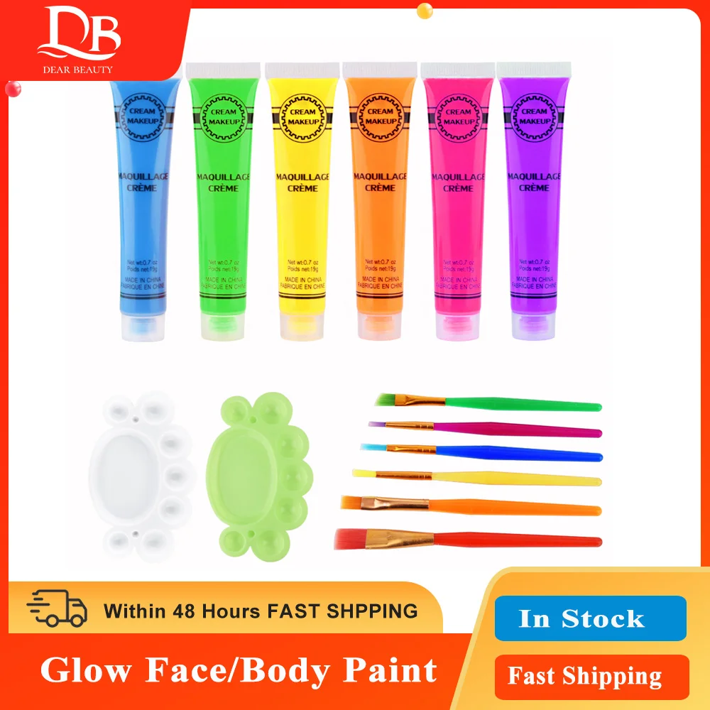 

Body Painting Halloween New Colorful Makeup Face Environmental Intense Neon Face Beauty Body Paint Dance Party Festival Rave