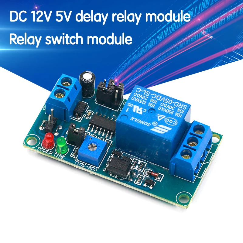 

DC 12V Time Relay Module Normal Open Time Delay Relay Timing Timer Relay Control Switch Adjustable Potentiometer LED Indicator