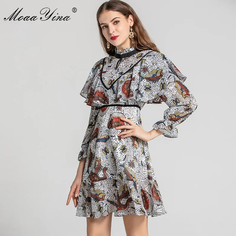 MoaaYina модное дизайнерское платье весна-лето женское с оборками и принтом платья