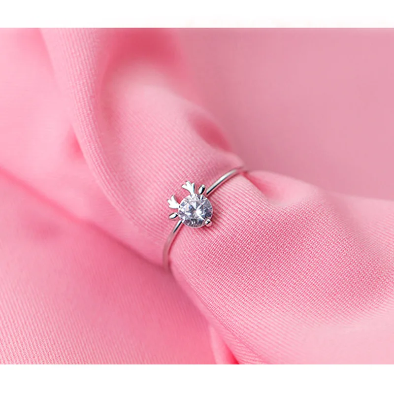 Кольца серебряного цвета с оленем кольцо рогами из циркония открытые