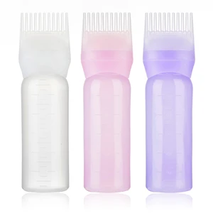 120ml Multicolor Plastic Hair Dye Refillable Bottle Applicator Comb Dispensing Salon Hair Coloring H in USA (United States)