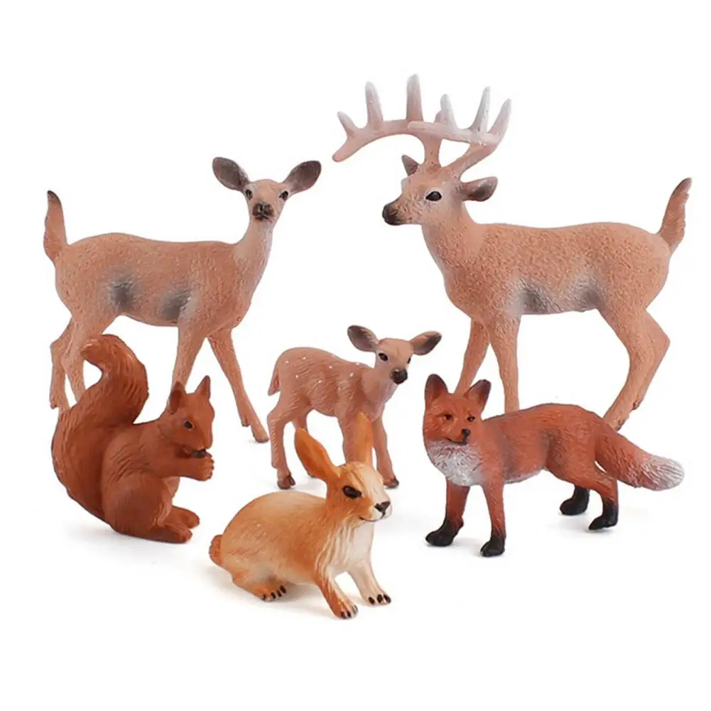 

Simulation Forest Fox Rabbit Squirrel Deer Dog Simulation Animal Model Figure Toys Realistic Hand-Painted Animal Figurines Toys