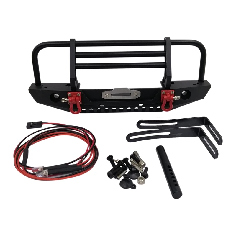 

Metal Front Bumper with Light for 1/10 RC Crawler Car Axial SCX10 90046 Traxxas TRX-4 SCX10 RC4WD D90