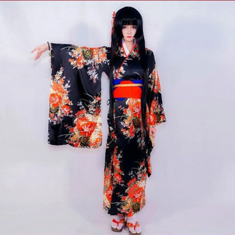Фото Платье горничной Jigoku Shoujo Enma Ai, кимоно юката, Униформа, аниме, косплей, кимоно, пояс, бант, поясная веревка * 2 №1
