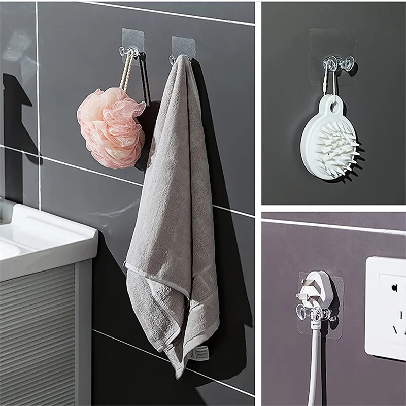 105pcs wall storage hook punch free power plug socket holder strong adhesive plug hooks for kitchen bathroom office phone towel free global shipping