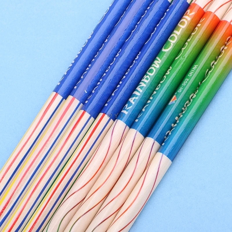 

1PC DIY Cute Wooden Rainbow Color Pencil For Kid School Drawing Painting Student