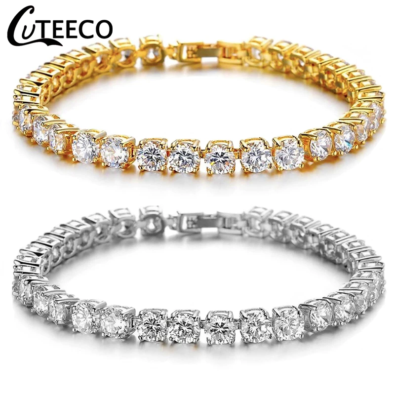 Браслеты CUTEECO из фианита для тенниса Золотая и серебряная цепочка свадебный