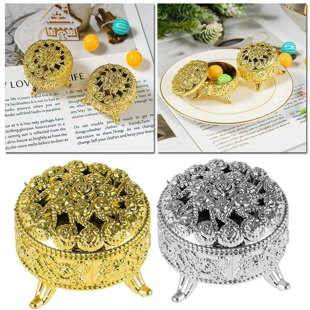 

Маленькая горелка для благовоний в Европейском стиле, гальваническое покрытие в стиле ретро, маленькая Цветная декоративная коробка, сваде...