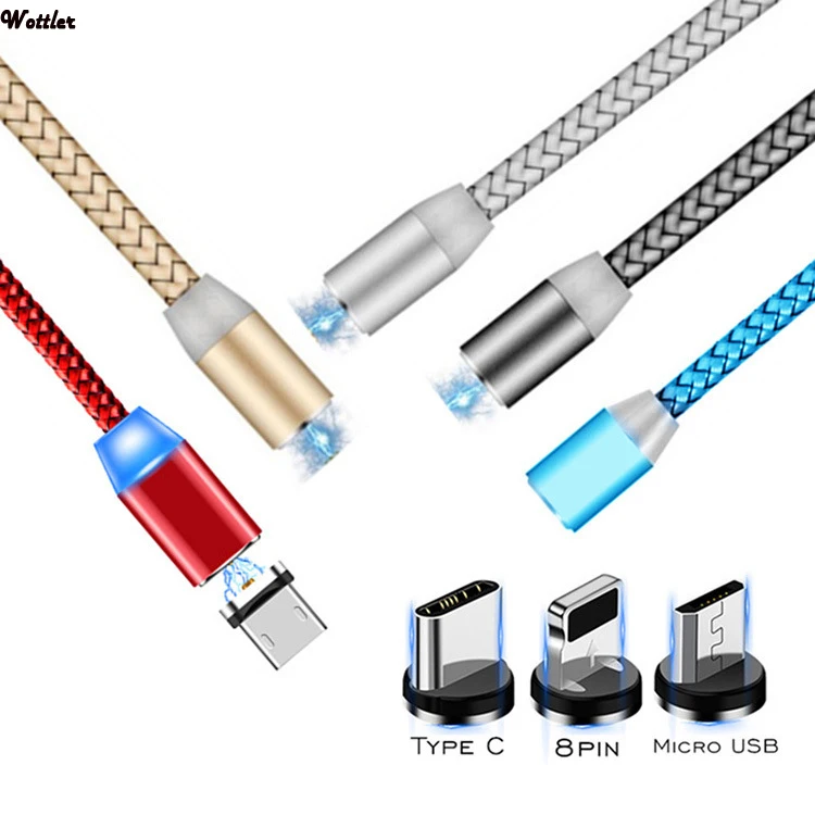 

Magnetic Cable lighting 2.4A Fast Charge Micro USB Cable Type C Magnet Charger 1M Braided Phone Cable for iPhone Xs Samsung Wire
