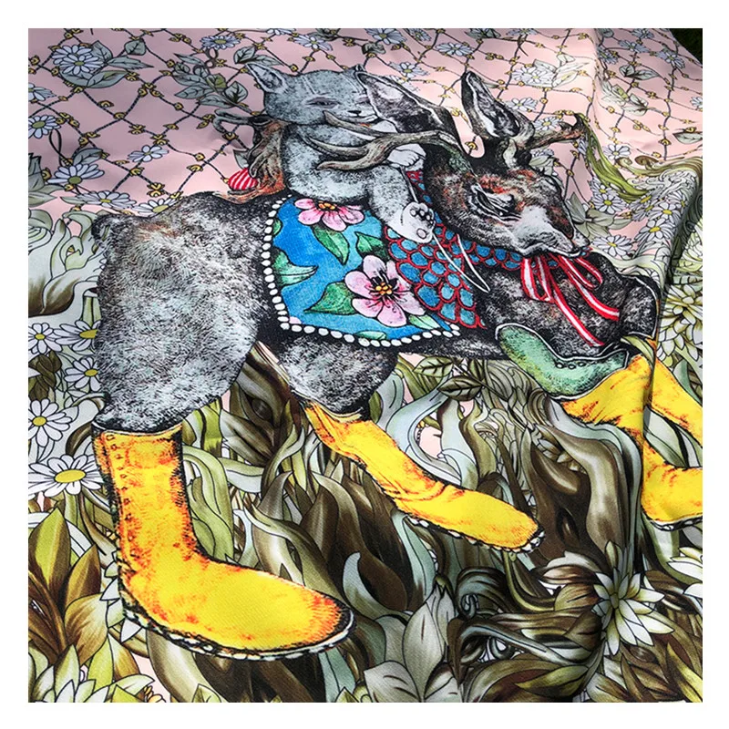 

Sheep animal cartoon printed polyester twill fabric 145 cm width shirt ladies dress DIY children's sewing fabric