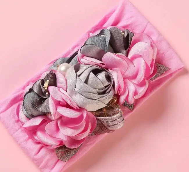 16 шт./лот Детские нейлоновые повязки на голову с цветами из бутика атласные