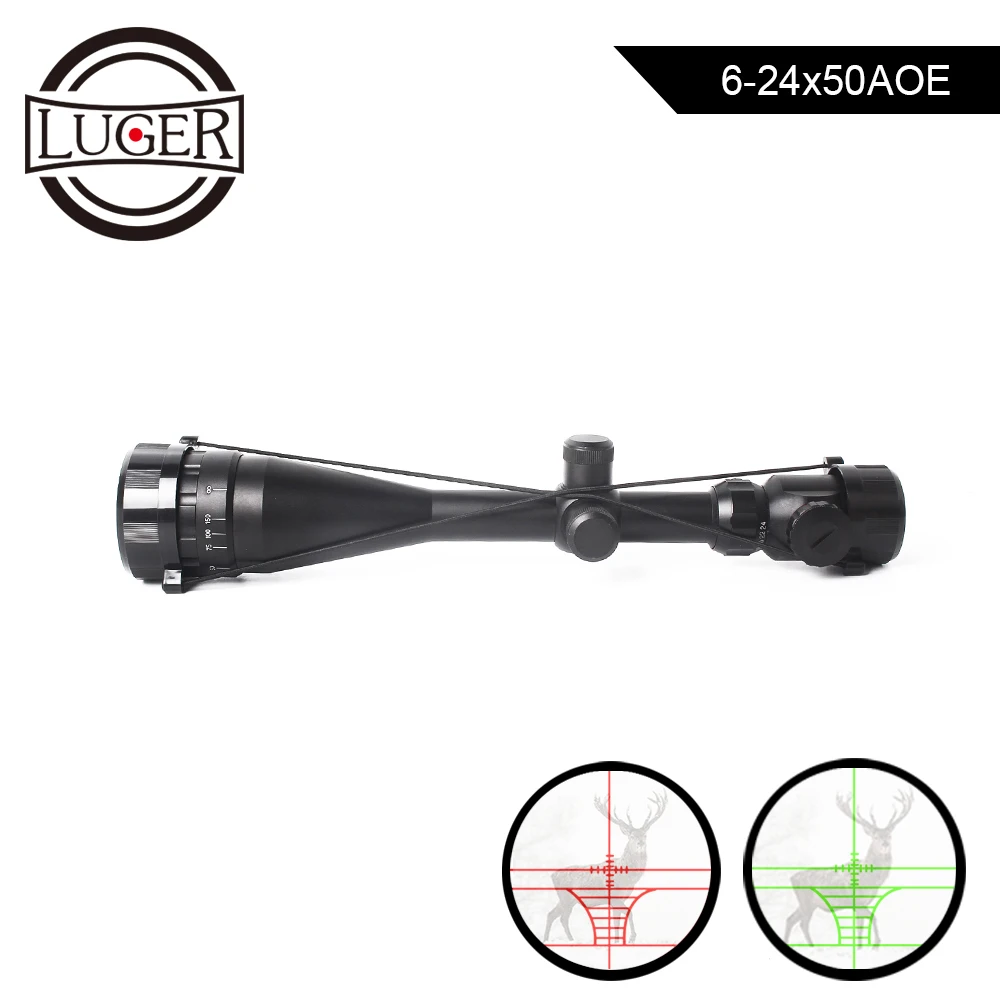 LUGER 6-24X50 AOE охотничий оптический прицел красный и зеленый подсвечиваемые пистолетные прицелы с 11 мм/20 мм рельсовым креплением тактические оптические прицелы