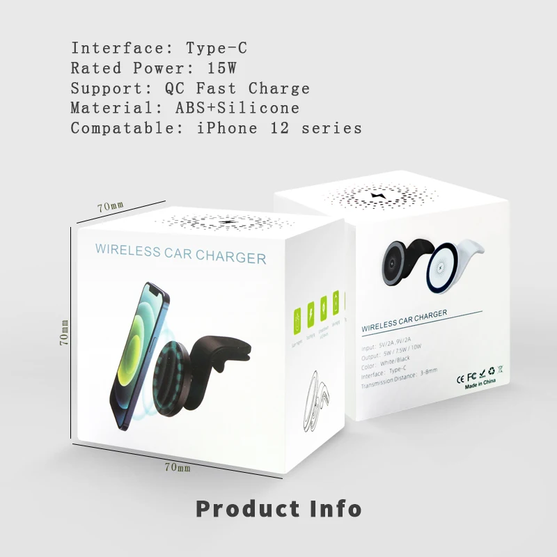 

15W Magnetic Wireless Charger Car Wireless Chargers Phone Holder for magsafe iPhone 12 pro pro max mini Fast Charging Station