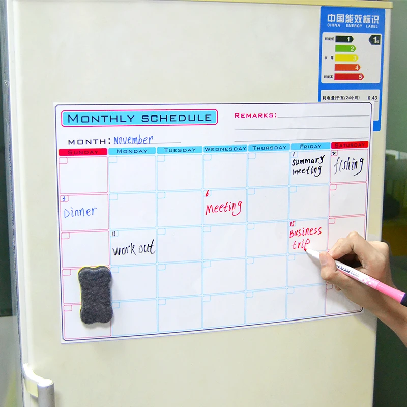 Магнитная белая доска YIBAI ежемесячный планировщик A3 для объявлений школы