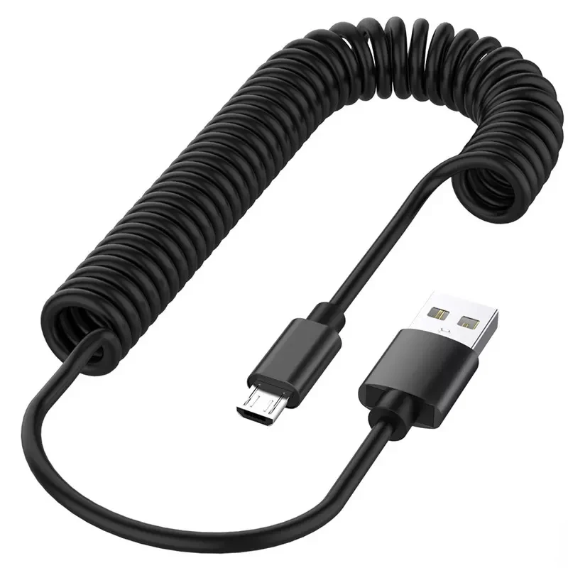 Пружинный кабель IULONEE USB Type-C/Micro 2.4A черный/белый | Мобильные телефоны и аксессуары