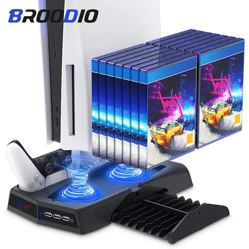 

For PS5 Dual Controller Charger Console Vertical Cooling Stand Charge Station For Playstation 5 Charging Dock Station Fan Cooler
