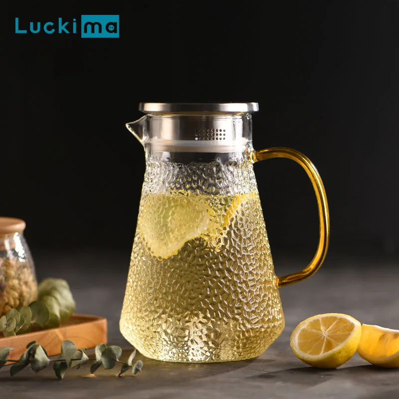 

0.6/1.2L Transparent Glass Teapot Hot Cold Water Jug Kettle Heat-resistant Coffee Pot 2 Shapes Water Bottle Suitable for Heating