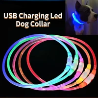 70cm usb charging led dog collar luminous adjustable glowing collar for dogs puppies collars leads supplies night safety product