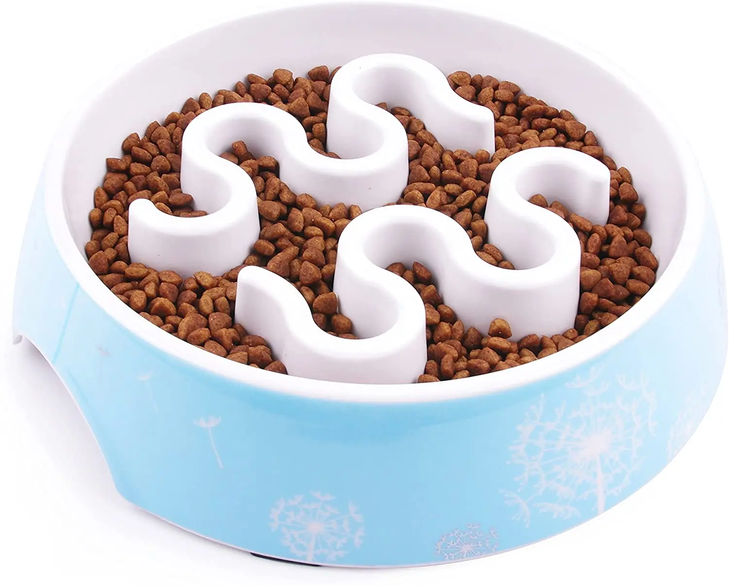 

Avoid Choking Pet Cat bowl Dog Slow Food Bowl Slow Feeder Pet Supplies Basin Anti-Gulping Food-Plate Blue Printed Bowl