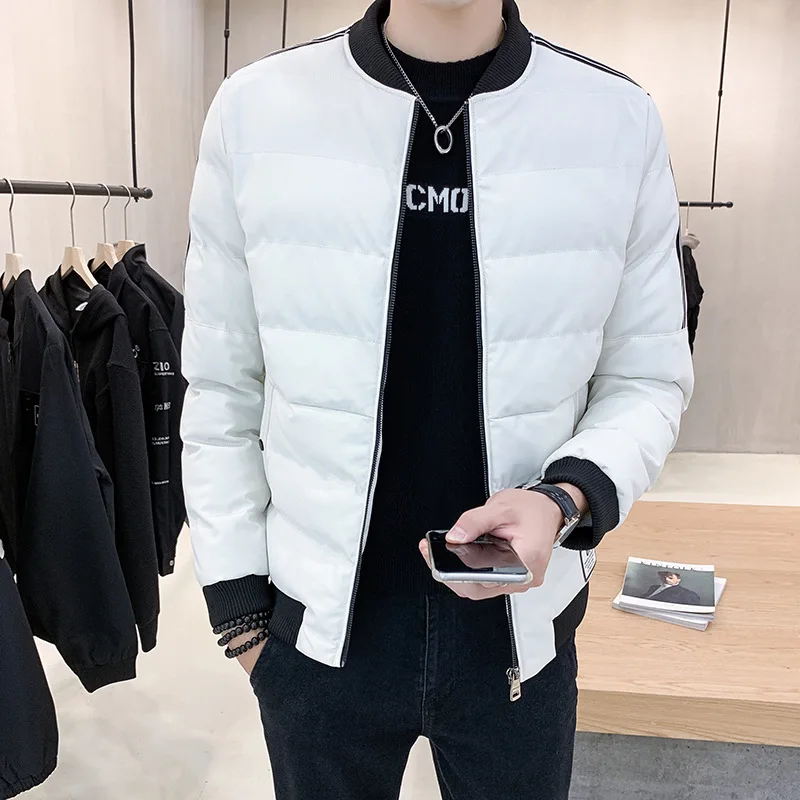 

Новинка 2019, Мужская зимняя одежда, однотонная Короткая Повседневная одежда из искусственной кожи, Мужская облегающая плотная зимняя теплая...