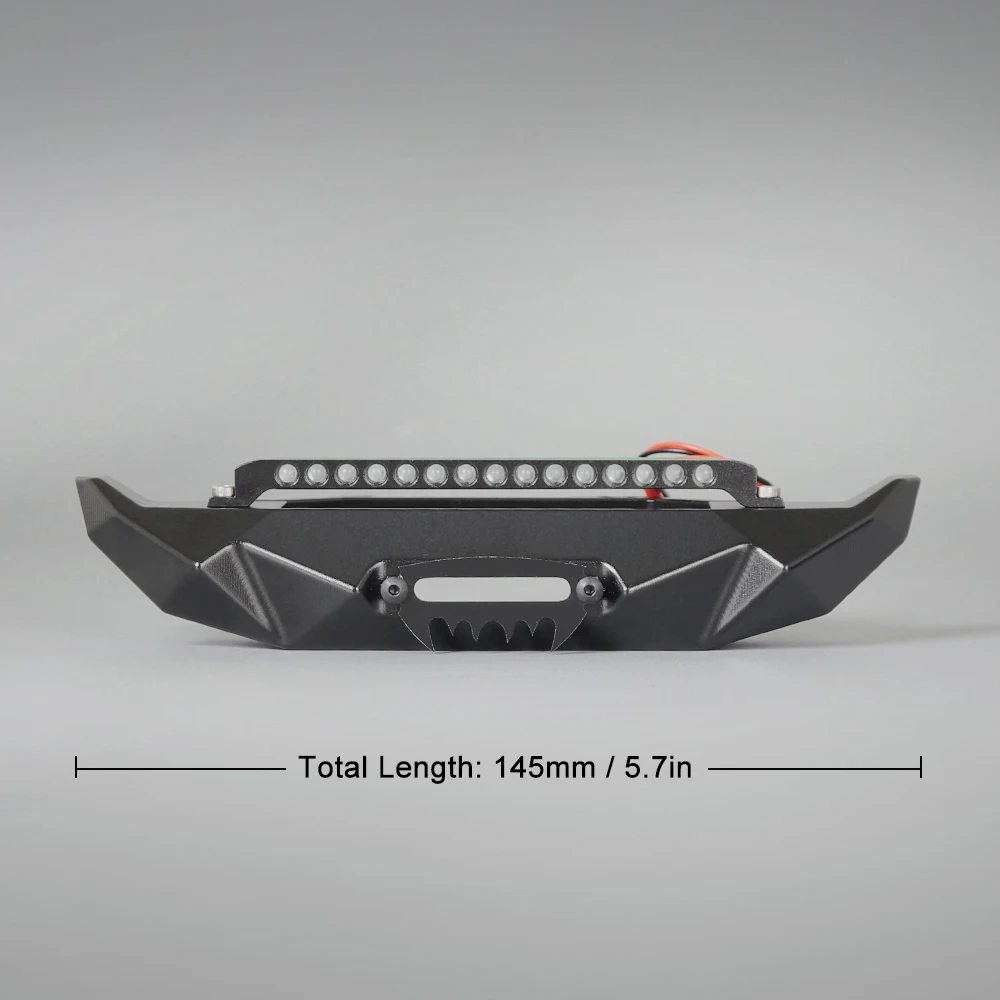 Металлический передний и задний бампер с основой под лебедку и светодиодным освещением для 1:10 RC Crawler Axial SCX10 II 90046 90047 Wrangler JK RGT 86100 TRX-4.