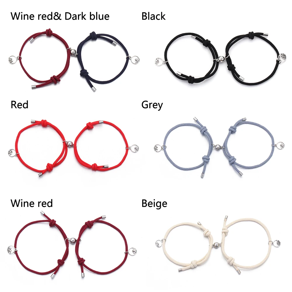 2 шт. магнитные притягивающие Парные браслеты для мужчин и женщин плетеный