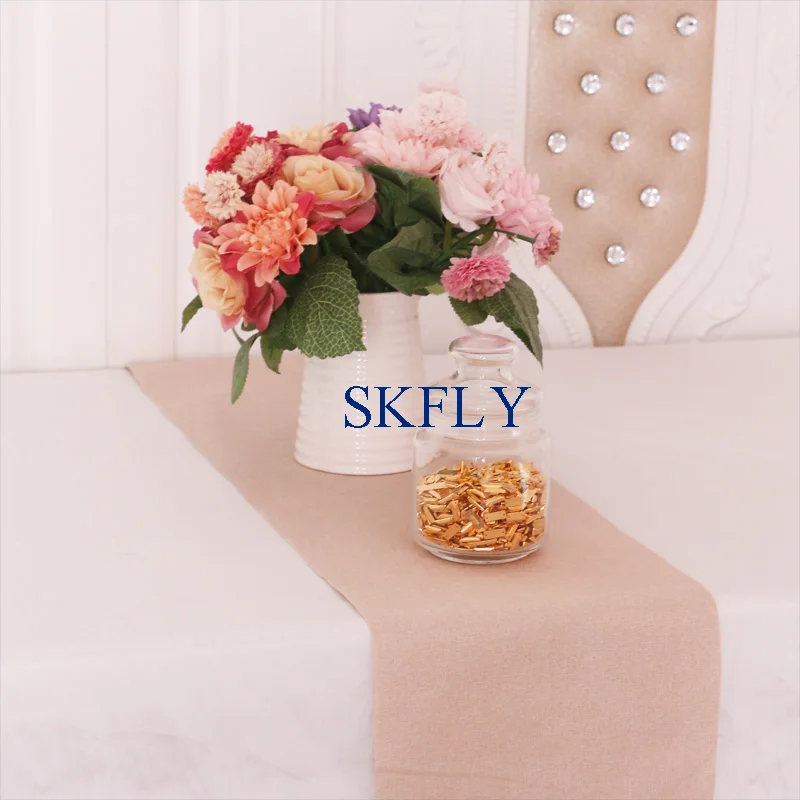 RU016D Elegant for sale wedding blush cotton burlap table runner | Дом и сад