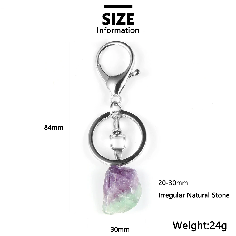 Брелок для ключей с натуральным флюоритом мужчин и женщин цепочка из голубого