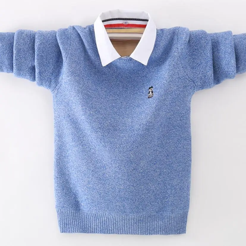 Свитера из чистого хлопка для больших мальчиков От 4 до 16 лет теплая детская