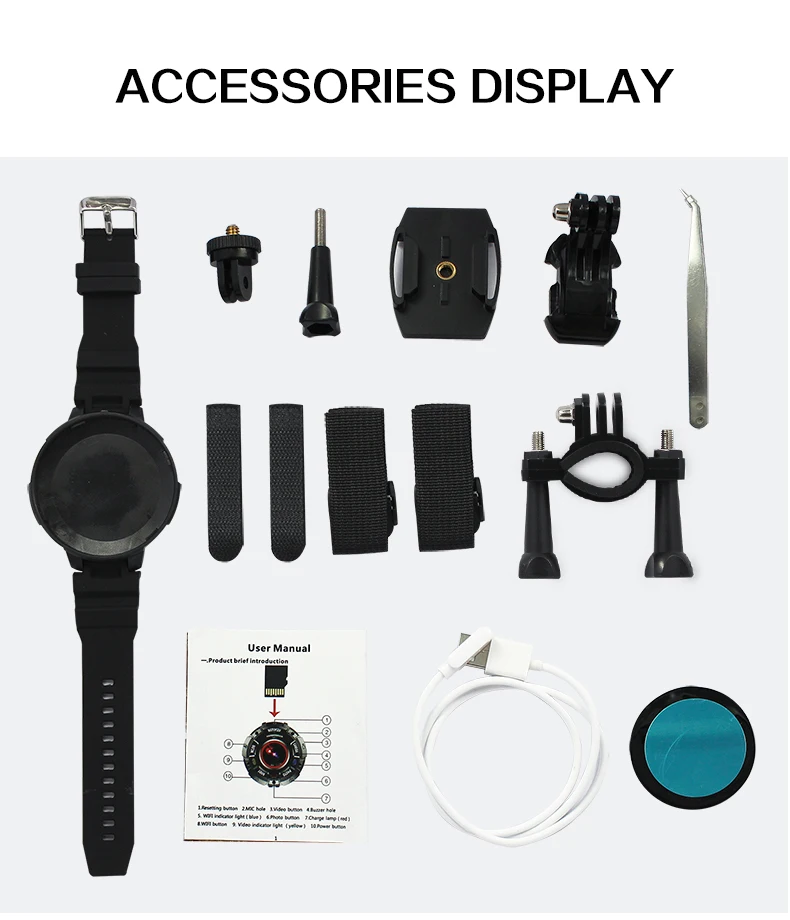 Smart Watch IP68 Waterproof HD1080P WiFi Sport Action Camera Wide-angle Lenses Night Version Smartwatch Camera S222