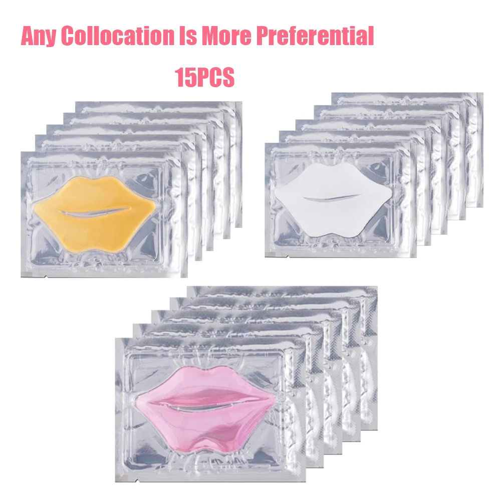 

Hot Sale Free Shipping 3 Types Collagen Lip Mask Combination 15Pcs Moisturing Nourishing Anti Wrinkle Lip Enhancement Lips Care