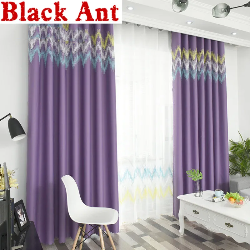 

Striped Wave Colorful Curtain For Kids Baby Room Purple Drapes For Living Room Modern Window Sheer Fabrics Custom Made X516#30