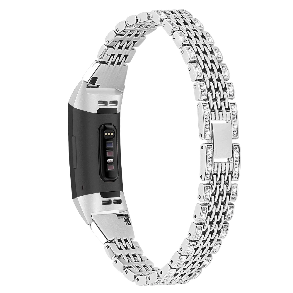 Металлический ремешок для Fitbit Charge 2 Charge 3 Band Diamond нержавеющая сталь Chained сменный Браслет ремешок для Fit bit Charge