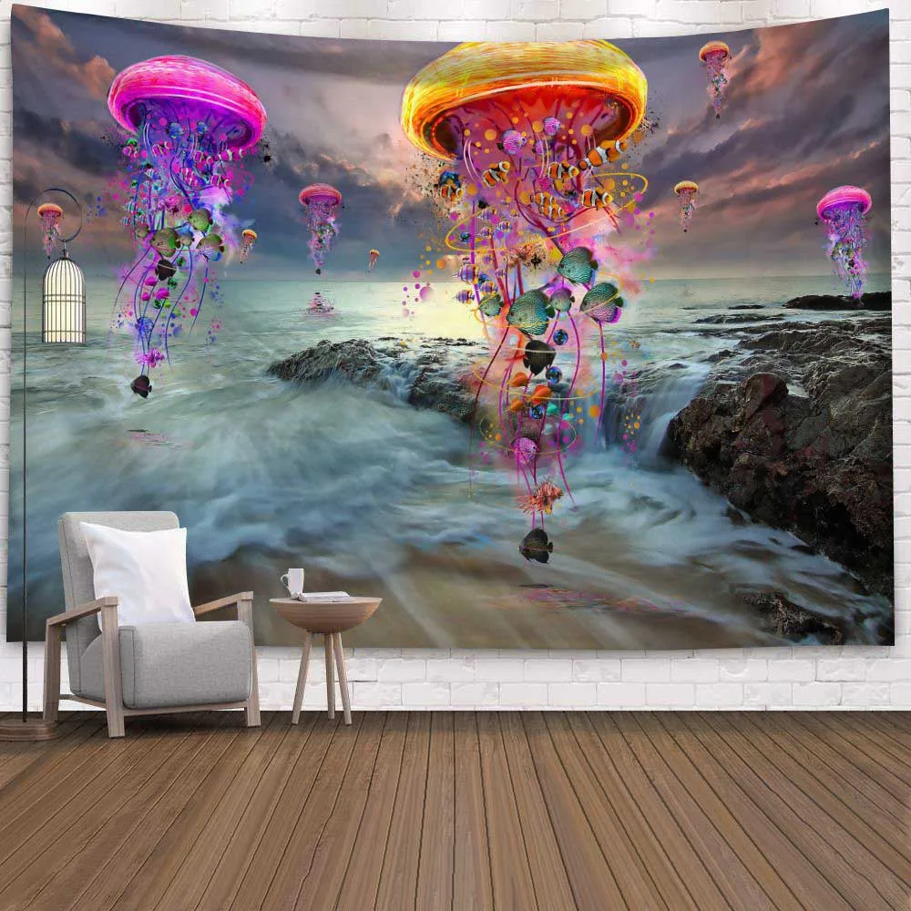 Психоделический гобелен из медузы настенная подвесная ткань для гостиной