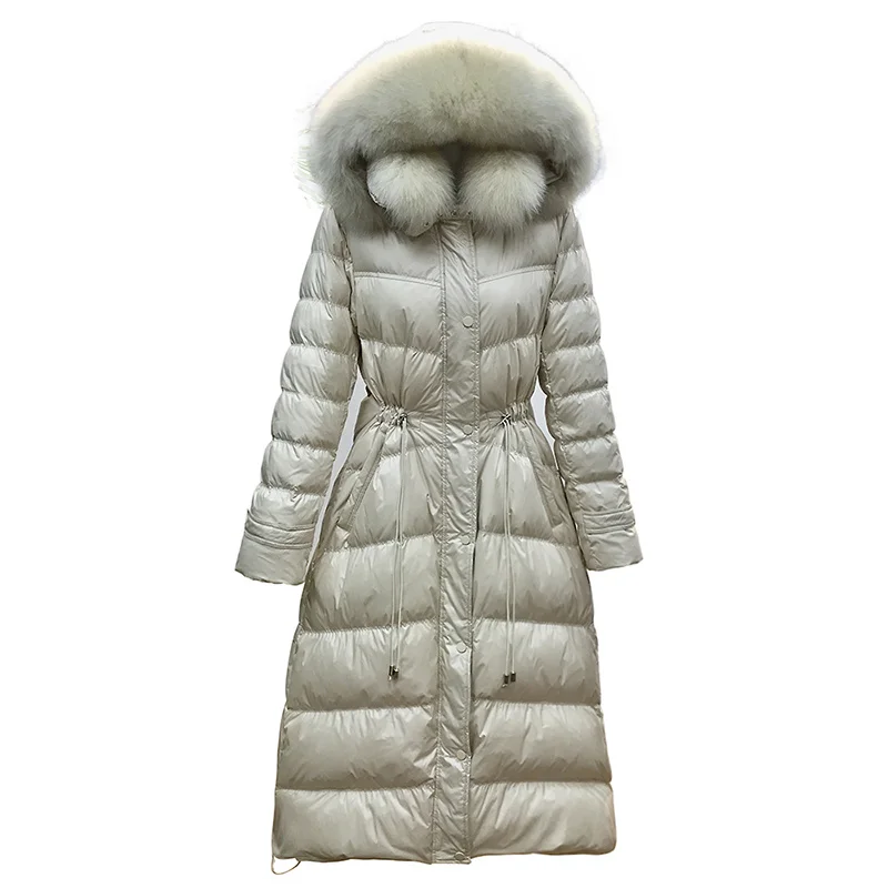 

White Duck Down Jacket Women Winter Coat Women Korean Fox Fur Collar Hooded Puffer Jacket New Warm Parka Abrigos YY1980