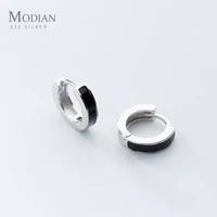 modian new black and white enamel fashion hoop earrings classic charm elegant 925 sterling silver jewelry for women girl gift