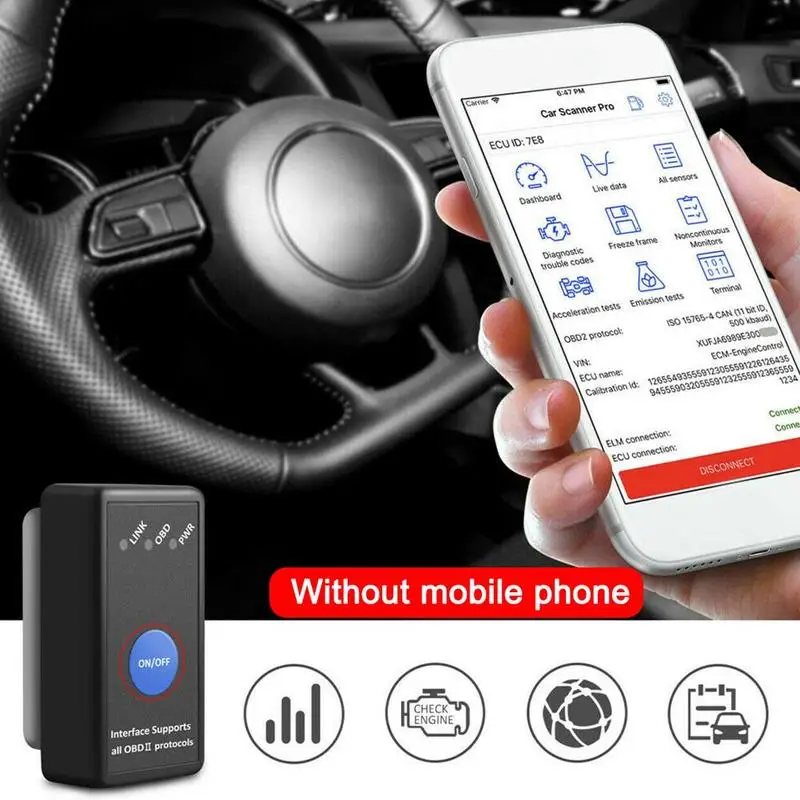 Диагностический сканер OBD2 Elm327 компактный автомобильный диагностический прибор